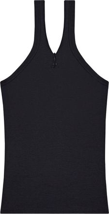 Courrèges logo-embroidered ribbed tank top - women - Cotton/Elastane - S - Black