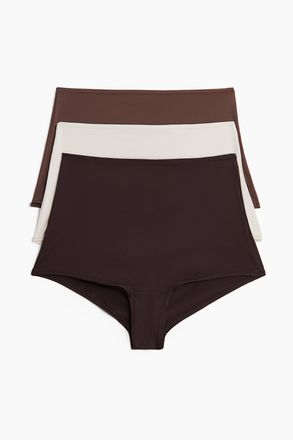H&M 3er-pack Microfaserslips Shortie - Brown