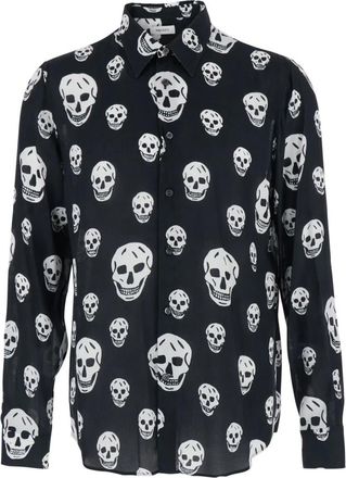 Alexander McQueen Heren, Overhemden, Zwart, Maat: M Viscose