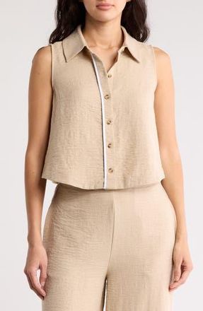 By Design Fiji Sleeveless Button-Up Shirt in Natural/White at Nordstrom Rack, Size X-Large