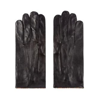 Paul Smith Stripe Piping Leather Glove - male - Paul Smith - Gloves - Black - M - Accessories