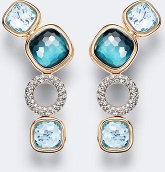 POMELLATO Nudo 18kt white and rose gold drop earrings with topaz and diamonds