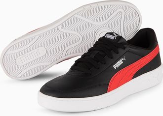 Puma Sneaker PUMA COURT CLASSIC CLEAN, Damen, Gr. 44,5, puma schwarz, for all time rot, puma wei&szlig;, Synthetik, Schuhe Sneaker