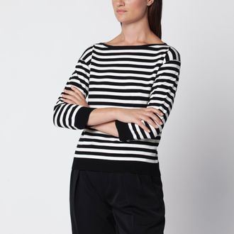 Max Mara Ecru and black viscose sweater