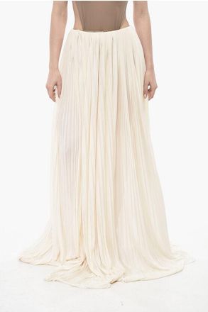 Saint Laurent Pliss&eacute; Jersey Maxi Skirt MADAME size 40