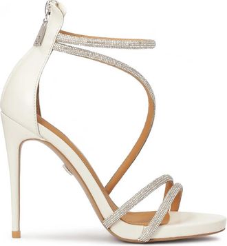 Kazar Bruiloftssandalen met een decoratieve zirkonia band. Dit product valt groot uit. - Dames - Sandalen met hakken - Wit - 35 EU - Leer - Schoenen