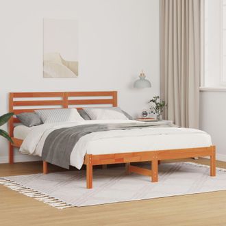 Berkfield Home with Headboard Wax brown 120 x 200 cm Solid pine wood