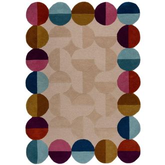 Flair Rugs Alfombra de lana beige, rosa, violeta y azul 200x290cm