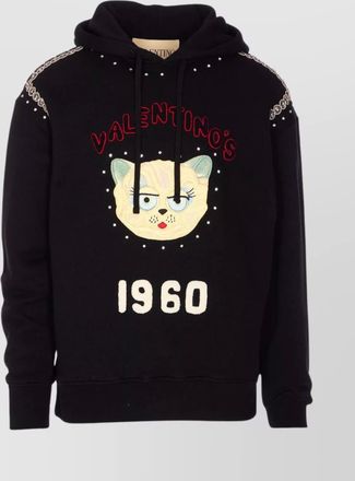 Valentino Garavani crystal-embellished hooded sweater with embroidered logo