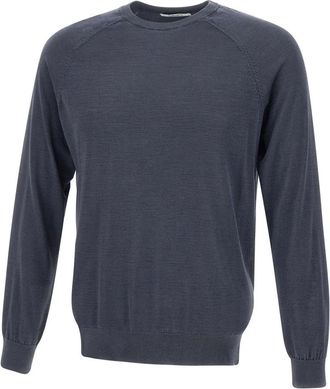 KANGRA Zijde-Cashmere Trui met Ronde Hals - Heren - Ronde hals truien - Blauw - 2XL - Truien & Vesten