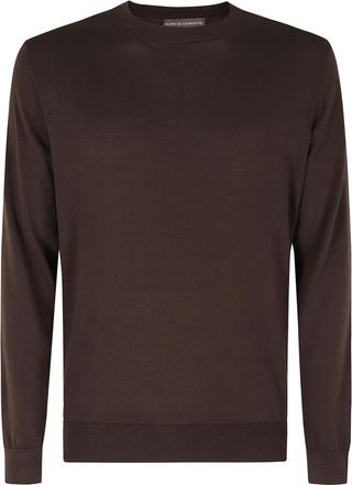 FILIPPO DE LAURENTIIS Girocollo Cotone - Heren - Ronde hals truien - Bruin - 2XL - Katoen - Truien & Vesten