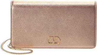 Valentino Vlogo Signature Mini Leather Wallet On Chain