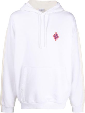 Marcelo Burlon Cross logo-embroidered hoodie - men - Organic Cotton - M - White