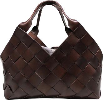 Dragon Diffusion Castello Dark Brown Woven Cow Leather Shoulder Bag