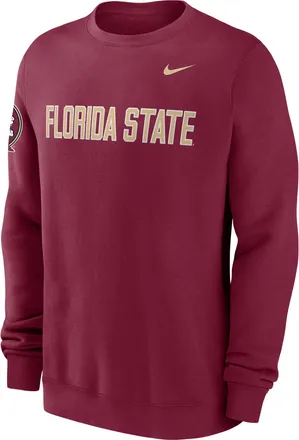 Nike Florida State Sideline Club Nike Mens College Pullover Crew in Red | 02TT69XFTN-R0M