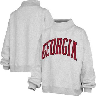 Pressbox Womens Pressbox Heather Gray Georgia Bulldogs Oversized Nelson Mock Neck Sweatshirt at Nordstrom, Size Small