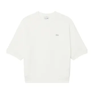 Lacoste Sweatshirts, male, White, Size: XS Relaxed Fit Short-Sleeved Sweatshirt