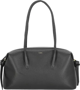 Yuzefi Pebbled Leather Duffle Bag With Golden Logo Detail