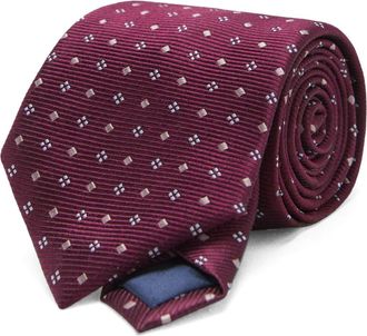 Mango Geometric Medallion Silk Blend Tie in Burgundy at Nordstrom