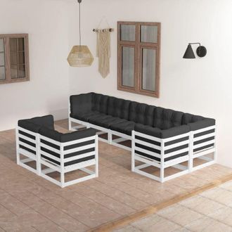 vidaXL Muebles De Jard&iacute;n 8 Pzas Y Cojines Madera Maciza Pino Vidaxl