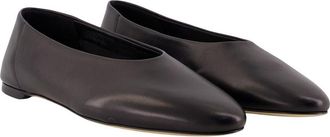 Toteme Womens Slip Ballerinas - Toteme Leather Black Calfskin Shoes Flat-Shoes