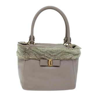 Ferragamo Pre-owned Handbags, female, Gray, Size: ONE SIZE Pre-owned Vala Leather Handbag