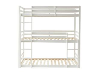 Vente-Unique Triple Bunk Beds - 3 X 90 X 200 Cm - Pine - White - VAGAR | Size: Single