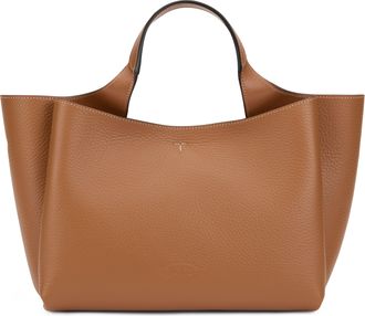 Tod's Womens Leather Tote Bag Brown Calfskin