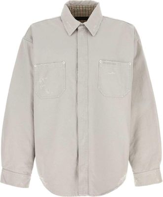 Balenciaga Mens Workwear Shirt - Light Grey Cotton - Size Medium