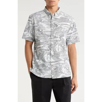 Tori Richard Sea Sketch Button-Down Shirt in Light Grey at Nordstrom, Size X-Large