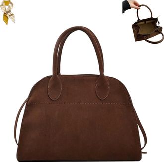 Generic Womens Suede Purse Vintage Top Handle Bag,Large Suede Capacity Tote Bag,Casual Satchel Bags with Adjustable Strap (Coffee, Small)