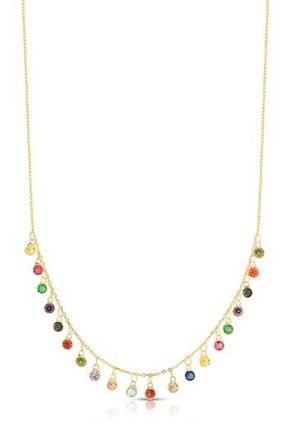 Sphera Milano Cubic Zirconia Charm Frontal Necklace in Gold/rainbow at Nordstrom Rack