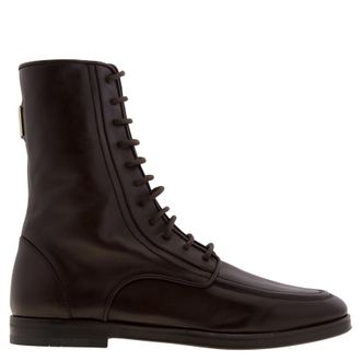 Ferragamo Debby Leather Lace-Up Boots, Size 9 C