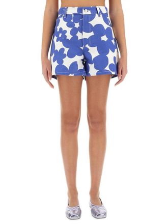 Marni Floral Pattern High-Waisted Cotton Shorts