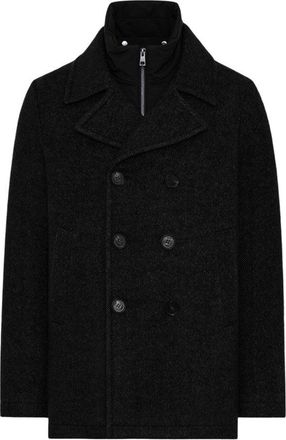 Duno Double-Breasted Peacoat With Detachable Bib Detail