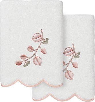 Linum Home Textiles 100% Turkish Cotton Wild Branch Scallop 2Pc Embellished Hand Towel Set