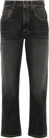 Brunello Cucinelli Monili-detail cotton jeans - women - Cotton/Leather/Brass/Cotton - 40 - Grey