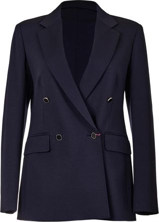 Max Mara Milano-knit Double-breasted Jersey Blazer - Dames - Blazers - Blauw - L - Leer - Jassen