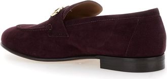 Ferragamo Womens Bordeaux Loafers With Gancini Plaque Goat
