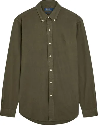 Polo Ralph Lauren Logo-embroidered Flannel Shirt - Dark Green - Xxl