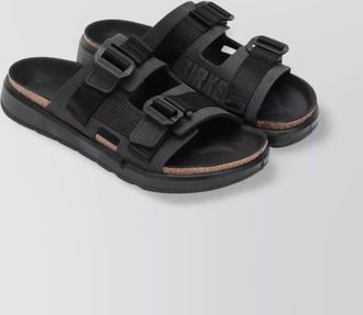 Birkenstock leather and textile slippers