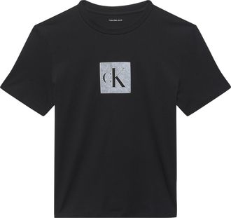 Calvin Klein Jeans T-Shirt CALVIN KLEIN JEANS CLASSIC FIT MONOGRAM TEE, Damen, Gr. XXL (46), schwarz, Web, Obermaterial: 100% Baumwolle, unifarben, regular fit normal, R