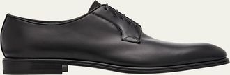 Ferragamo Mens Stefano Almond-Toe Leather Derby Shoes