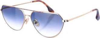 Victoria Beckham Zonnebril- Goud-Havana Rechthoekige Stijl - Dames - Zonnebrillen - Blauw - ONE Size - Accessoires