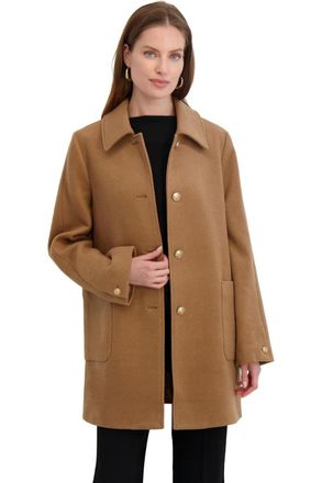 Elie Tahari Womens Paula Single-Breasted Soft Wool Coat, Camel