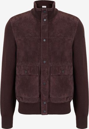 Moncler Kurze Wildlederjacke mit Stehkragen