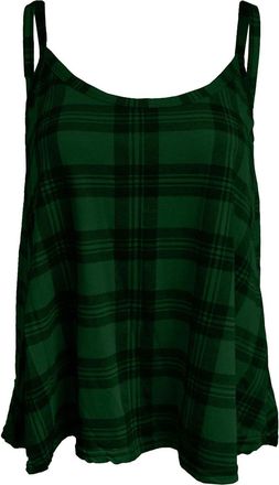 Generic Printed Cami Swing Vest Top (Green Tartan Sleeveless Strappy Cami Swing Vest Top UK 16-18 Womens)