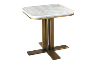 PIB Mesa auxiliar de marmol blanco y metal