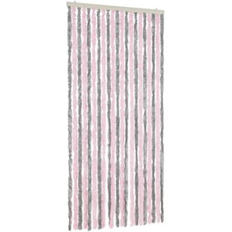 vidaXL Cortina Antimoscas Chenilla Gris Plateado Y Rosa 90x200 Cm Vidaxl