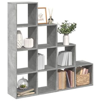 Berkfield Home Room Divider Bookcase 4-Tier Concrete Grey 131.5x29x131.5 cm Engineered Wood